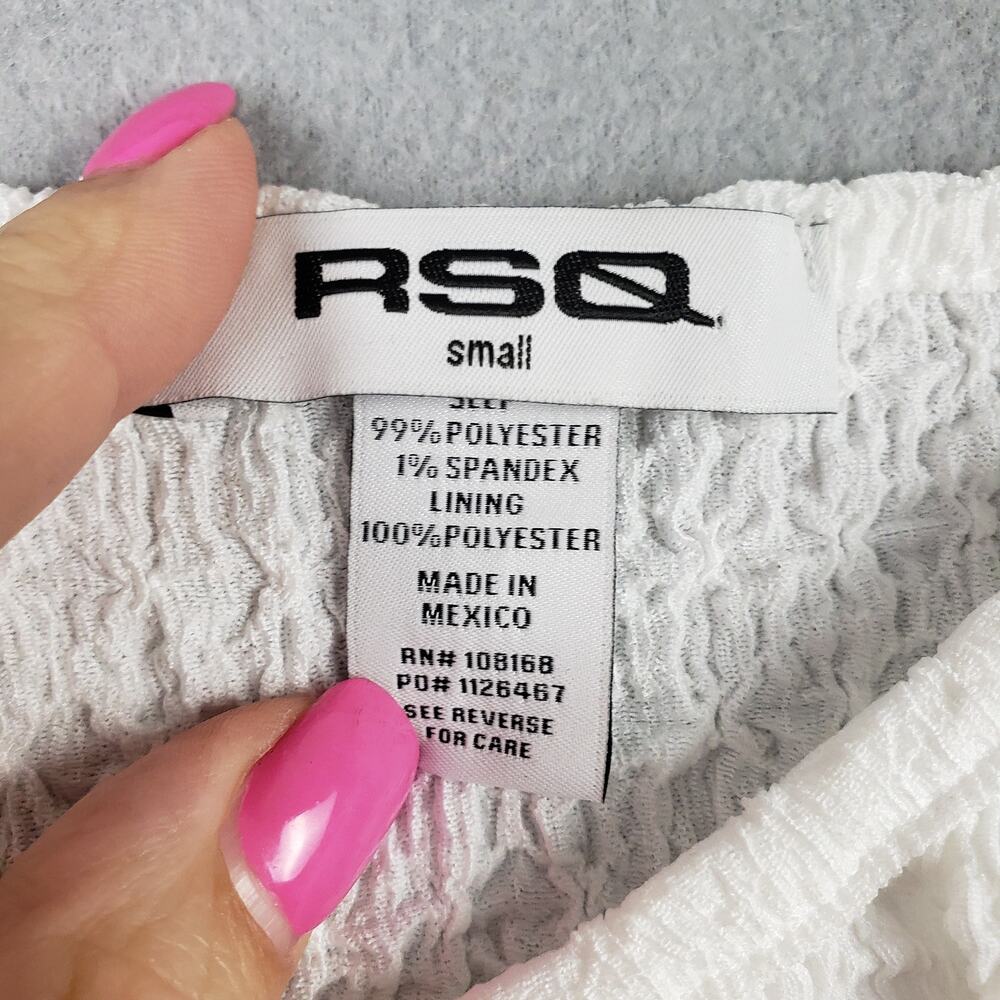 RSQ Size S Milkmaid Bustier Crop Top White Smocked Peasant Scandi Cottagecore‎ - Picture 6 of 7